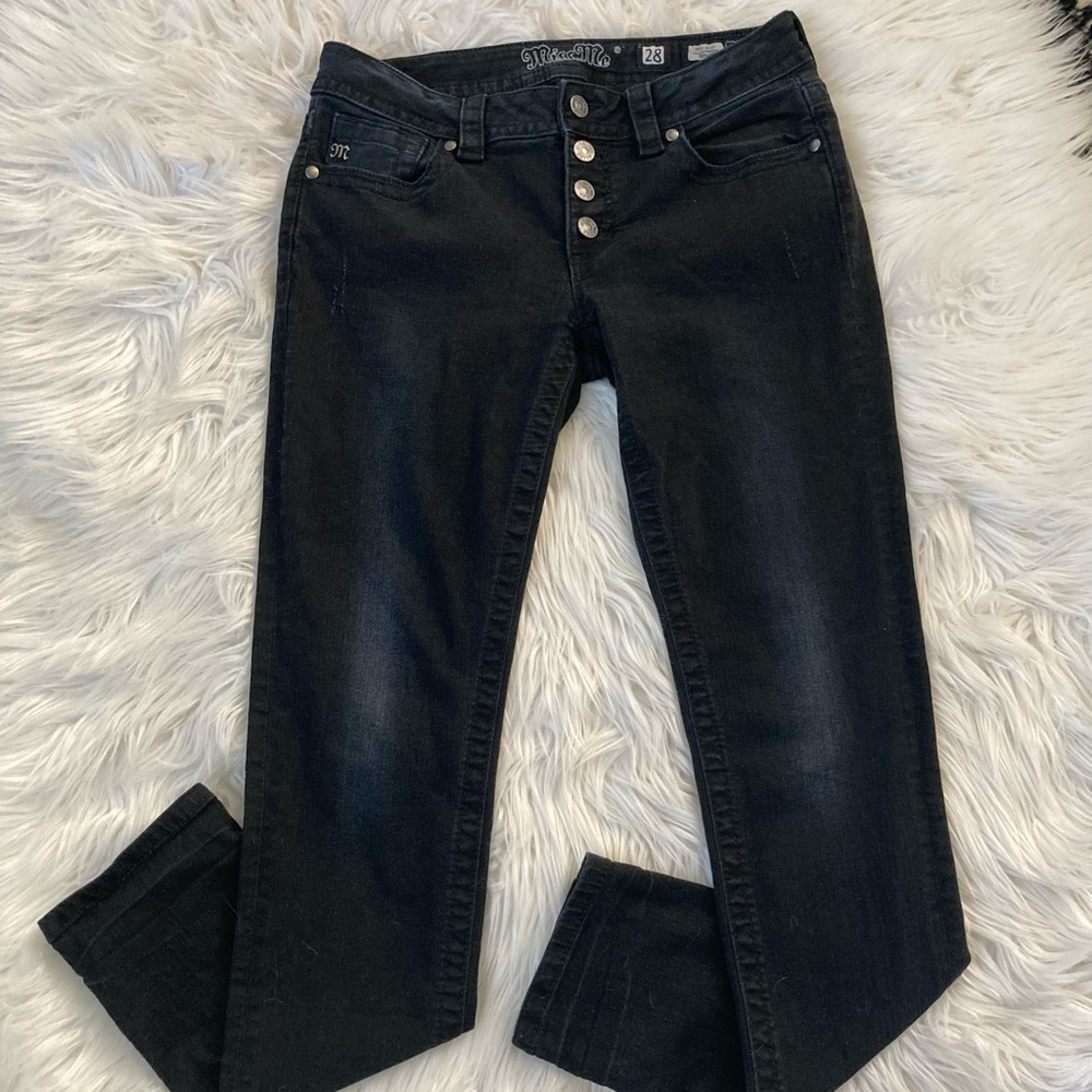 Miss Me Button Fly Mid-Rise Black Skinny Jeans
